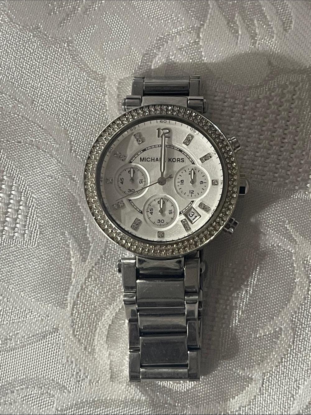 Michael Kors Silver Crystal Bezel Stainless Steel Women's Watch